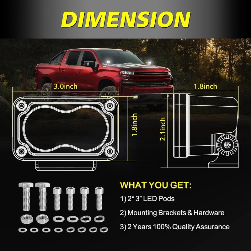 AKD Part LED Pods, 3 Inch CREE LED Off Road Driving Lights 40W Spot Small LED Fog Lights Pods Ditch Lights Backup Light 2 Packs for Truck Motorcycle UTV ATV SUV Surron Toyota - Image 2